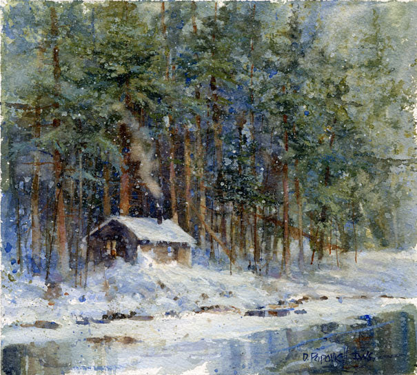 'Cabin on the Pond' Watercolor Fine Art Giclée Print - Studios of Dale L Popovich