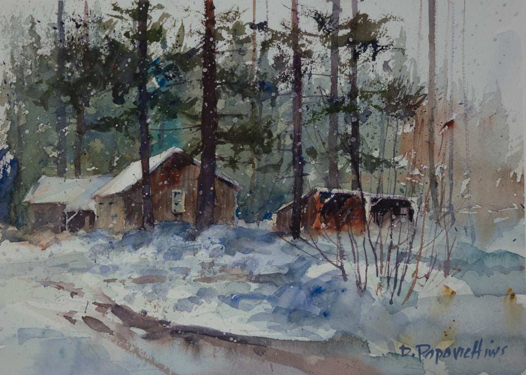 'Getting Snowbound' Watercolor Study - Studios of Dale L Popovich