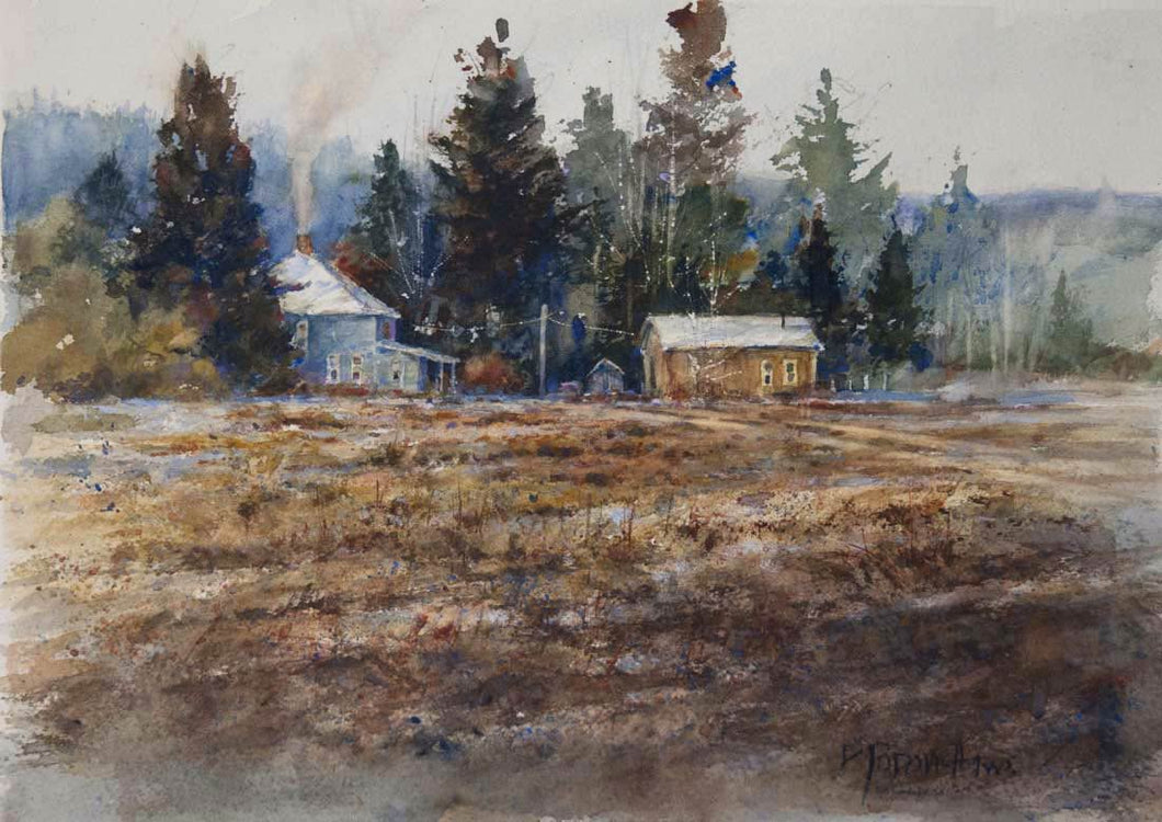 'Warming the Farmhouse' Watercolor Study - Studios of Dale L Popovich